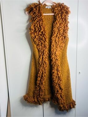 Bouclé Knit Vest in Warm Mustard